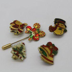 Vintage Enamel Christmas Pin lot